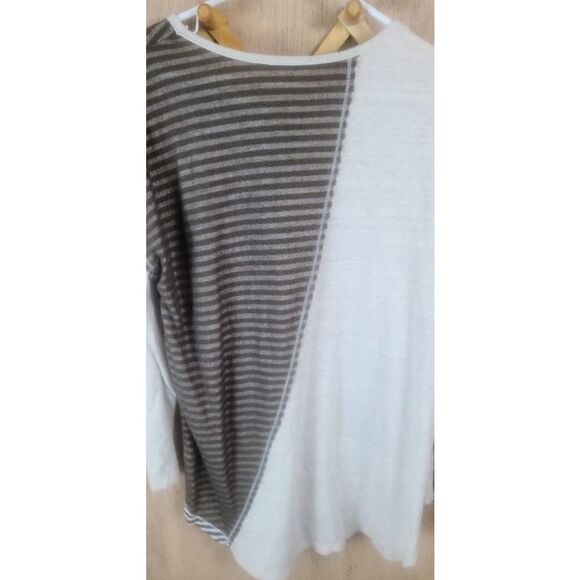 Mystree Jersey style top. Half brown stripe/ Beige - Picture 5 of 5